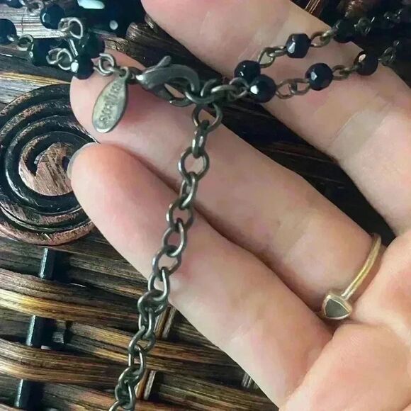 Chicos black gunmetal faceted glass double strand necklace - Picture 4 of 4